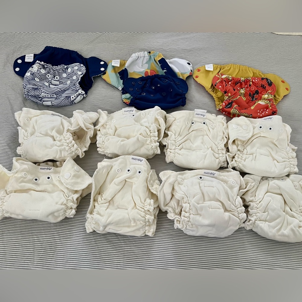 Esembly organic cotton diaper system size 1, 3 outers 8 inners